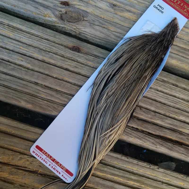 Whiting 1/2 Pro-Grade Dry Fly Rooster Cape in Silver Badger